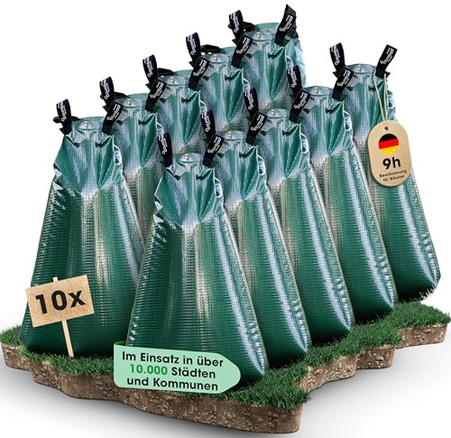 baumbad 10 Premium PE Watering Bags 75 Litres Polyethylene UV Resistant Tree Bag for Watering in Green