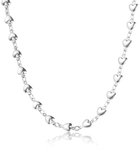 ALEXCRAFT Halskette Damen Silber 925 Herz Silberkette Herren Geschenke für Frauen Freundin Mädchen