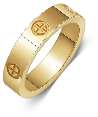 Yifnny Liebes ring, Damen Edelstahl Ring Schmuck Verlobungsringe Eheringe Männer Kreuz Ringe Versprechen Ringe für Frauen Geschenk Schmuck (9, Gold)