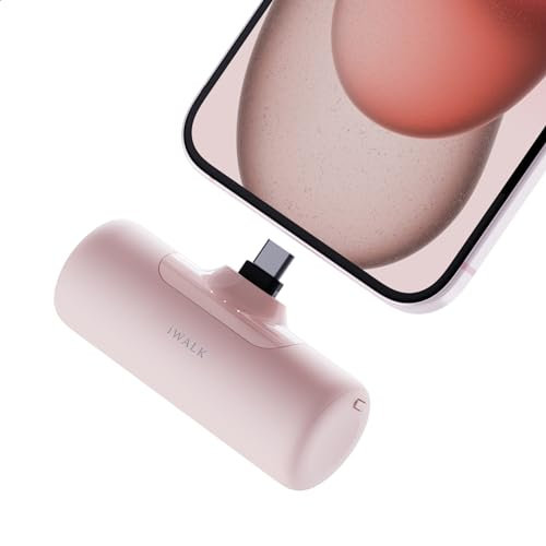 iWALK Small Portable Charger 4500mAh: Mini Power Bank with Built-in USB-C Connector, External Battery Pack for iPhone 16/16 Plus/16 Pro/16 Pro Max, Samsung S24/23, Android Cellphone, iPad Pro/Air