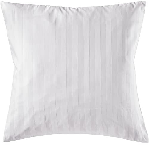 Pure Label Mako Satin Damast Streifen Kissenbezug 50x50 cm aus 100% Baumwolle in weiß| Traumhaft weiches Deko Kissen passend zu unseren Bettwäsche Sets