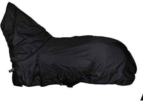 RL24 - Weidedecke Full Neck Basicline 600D Nylonfutter m. Füllung – Pferde Winterdecke – wasserdichte Outdoordecke m. Kreuzbegurtung – Pferdedecke in Schwarz – Größe 115cm (300g/m²)