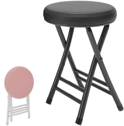 Sgabello da bar pieghevole imbottito, 50 cm, con poggiapiedi, robusto, sgabello da cucina salvaspazio per esterni, sgabello pieghevole per cucina, bar ed eventi (blu)