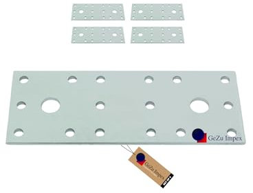 GeZu Impex® Plaques d'assemblage plates Galvanisé Lot de 4 80 x 40 mm fixation métal patte de perforée connecteurs plats