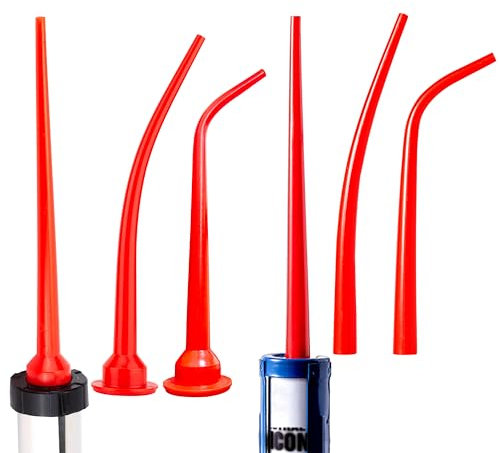 Extended nozzle, used for sausage caulking guns and caulking guns, 3x extension, red
