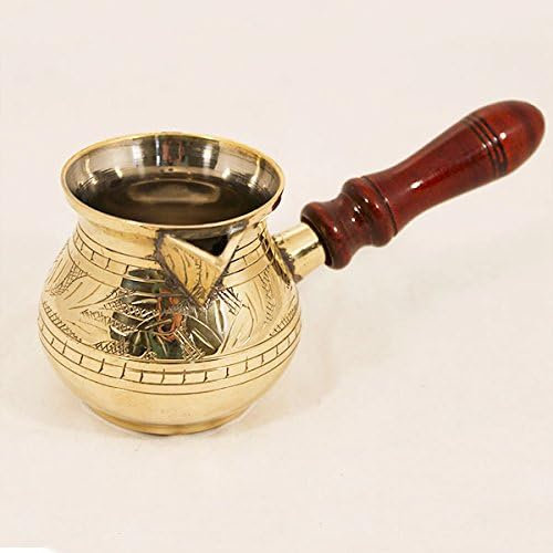 Metal Brass Turkish Kettle for Making Tea,Coffee,CAN BE Used ON Gas,Turkish Coffee Pot with Cover (Assorted Color) (Design 2)
