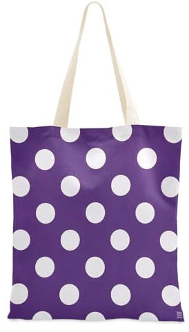 Amooorous Bolsa de lona Laptoptasche aus Segeltuch mit Griffen, für Damen, Einkaufstasche aus Segeltuch, Lila, Cartoon-Punkte, Violett, 1 Size