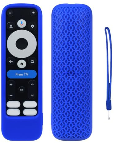 Cover per onn Google TV 4K Pro 2024, Custodia protettiva in silicone per telecomando, copertura morbida antigraffio con cordino (Blu)
