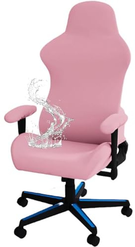 WYLEBER Waterproof Gaming Chair Covers,Stretch Game Computer Office Desk Chair Seat Slipcovers Protector,Rotating Armchair Covers(pink)