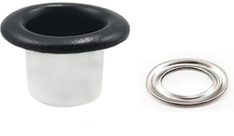 Whakano 100 Stück Ösen Set Metallösen 7mm Hoch Tülle Ösen,Ösen Und Ösen,Ösen für Locher,Planenösen,Tülle Werkzeug für Schuhe Kleidung Leder Gürtel DIY Projekt,Markisen,Außendurchmesser 10mm,Schwarz