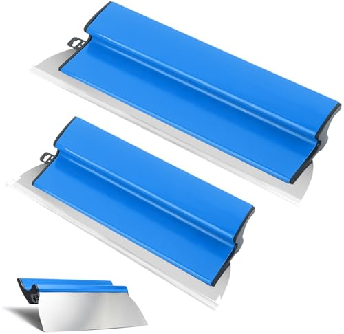 Llana de acero inoxidable, juego de paletas de 2 piezas, herramientas para paredes, paleta de acabado para paneles de yeso, espátula de alisado, cuchillas de alisado flexibles para enlucido de paredes