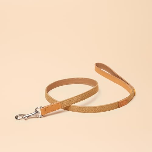 Rosewood x Joules Tan Dog Lead – Durable Leather and Webbing Detail, Stylish Design with Brushed Metal Clip, Premium Pet Accessory