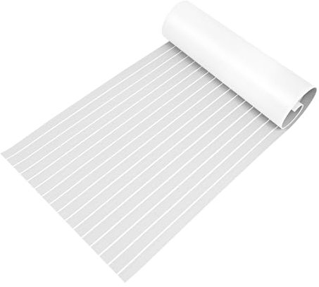 EVA Schaum Selbstklebend Boots Bodenbelag, Yacht Deck Teppich, Boot Decking Matte, für Boote Yachtboden Schwimmbad Yachten Motorboote Surfbretter Schwimmbäder (Grau mit weißen Streifen, 240*90cm)