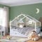 Bellabino Bela Kinderbett 90x200 cm – Hausbett mit Rausfallschutz & Lattenrost – Kinder Bett mit großer Schublade für Jungen und Mädchen aus Holz – Montessori Kinderhausbett in Weiß mit Stauraum
