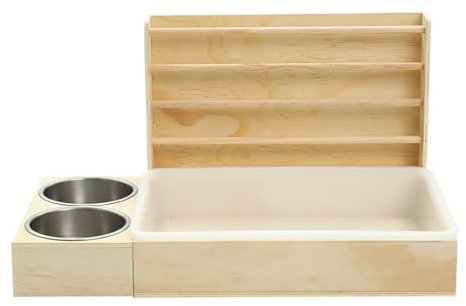 Teksome Bunny Hay Feeder, Kleintier-Heuhalter Rack mit Schalen, Anti-Abfall Kleintiere Bunny Futternäpfe für Chinchilla Hamster Haustier