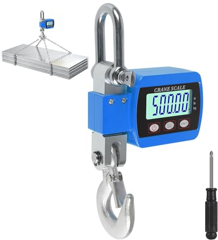 EFUTURETIME Bilancia Gancio Sospesa Digitale 500 KG, Bilancia Elettronica per Gru in Alluminio Dinamometro Elevata Precisione per Selvaggina, Pesa Valigie, Caccia, Pesca, Pesa per Molo, Blu