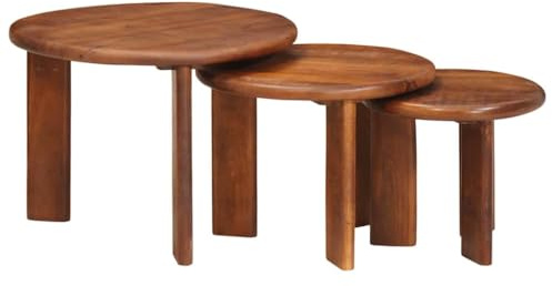 vidaXL Nesting-Couchtische 3 STK. Honigbraun Ø 54 x 40 cm