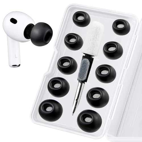 SOULWIT 5 Paar Verbesserte Silikon Ohrstöpsel für AirPods Pro 3 (3. Generation, 2025), Ersatz Ohrstöpsel für Pro 3 mit Reinigungsset (Black/Assorted)