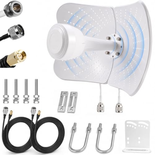 4G LTE 5G Antena exterior Dual Band 22dBi Gain, 600-6000 MHz banda ultra ancha