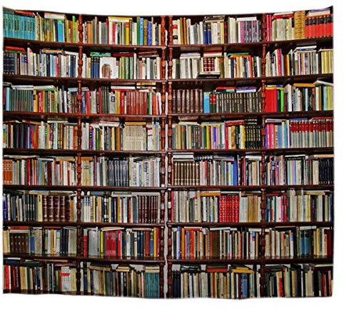 A.Monamour Wanddekor Wohnaccessoires Deko Wandteppiche Bücherregal Voller Bücher Studienraum Szene Bild Kunstdruck Stoff Wandteppich Wandbehänge Vorhänge Für Haus Fenster Dekore 153X102Cm / 60 X 40