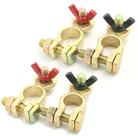 NUZAMAS Set of 2 Battery Terminals Isolators Motorcycle Truck Van Caravan Battery Master Connectors Dis Connectors with Wing Nut 12 / 24V Battery Clamps