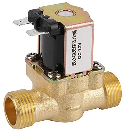 Elettrovalvola 12V, Akozon BSPP G1/2 Elettrovalvola a Solenoide Ottone N/C Normalmente Chiusa Valvola Elettrica Acqua Valvola di Regolazione della Pressione a 2 Vie per Fontanelle, Scaldabagni