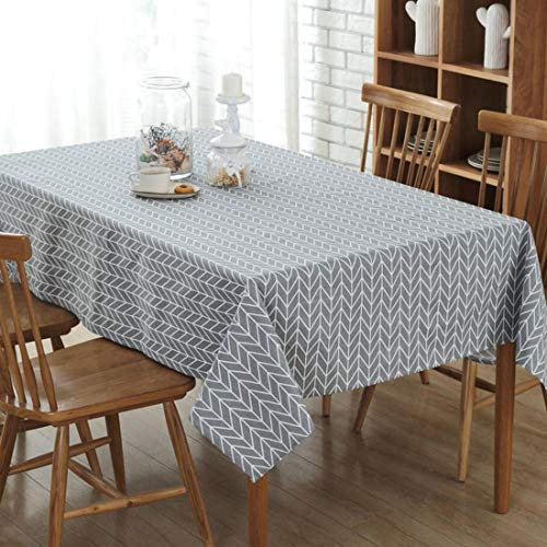 YISHU Abwaschbar Tischdecke Eckig Lotuseffekt Wasserdicht Segeltuch Tischtuch Fleckschutz Pflegeleicht Schmutzabweisend Tischwäsche grau 120 * 160cm