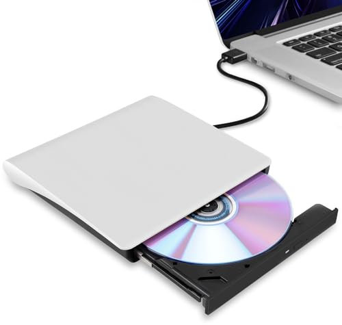 External CD DVD Drive,USB 3.0 Portable CD/DVD +/-RW Drive Slim CD/VCD ROM Rewriter Burner Floppy Superdrive for Laptop, PC, Mac 10, OS, Windows 10/8/7/XP, 2003/Vista, Linux