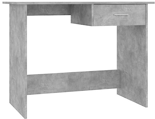 vidaXL Scrivania con Cassetto Ampio Robusta Elegante Moderna Tavolo Lavoro Porta PC Studio Ufficio Grigio Cemento 100x50x76 cm in Truciolato