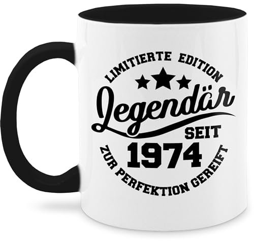 Tasse Tassen 325ml - 50. Geburtstag - Legendär seit 1975-325 ml - Schwarz - geburtstagstasse 50 jahre geschenk 50.geburtstag kaffeebecher frau 50er fanmug geburtstags-tasse (50) cup