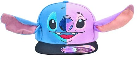 Disney Stitch Baseball Cap Angel Face Adjustable Flat Brim Snapback Hat with 3D Ears, Multi, One Size, Mehrfarbig, Einheitsgröße