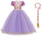 Mädchen Cosplay Kleid Rapunzel Prinzessin Kostüm Kinder Grimms Karneval Tangled Märchen Partykleid Halloween Festival Geburtstag Fotoshooting Magie Faschingskostüm Festkleid Violett(2pcs) 10-11 Jahre