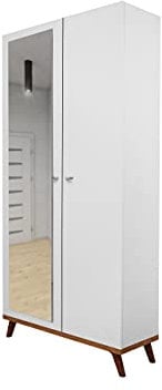 Mirjan24 Drehtürenschrank Felice 5 AF, Kleiderschrank, Garderobenschrank, Schrank für Diele & Flur, 2 Türen Flurschrank, Mehrzweckschrank (Weiß Molet/Eiche Craft)