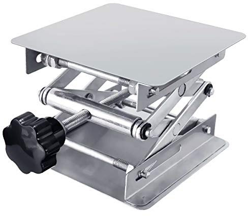 Hubtisch Labor Hebebühne Edelstahl Labor Hebeplattform Ständer Rack Scissor Laborscherenwagenheber manuelle Steuerung (100x100mm)