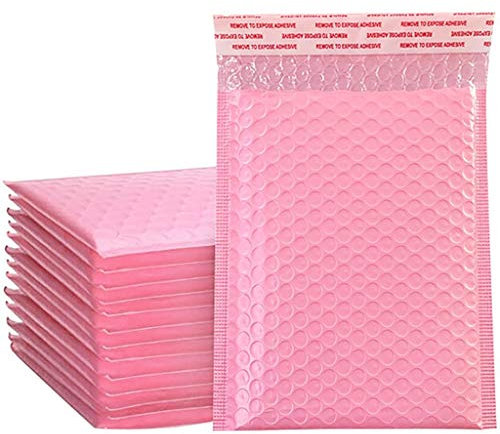 FeiliandaJJ Luftpolstertaschen, 50 Stück, Rosa Luftpolster Versandtaschen, Wasserdicht Luftpolsterumschläge Luftpolsterversandtaschen Bubble Bags Bubble Mailer (Rosa, 11 * 15cm)