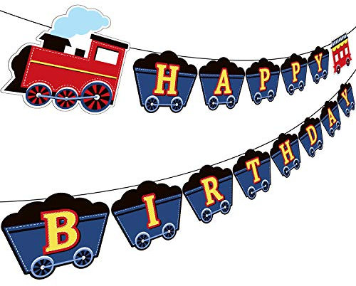 Zug Geburtstag Party Banner Dekorationen Eisenbahn Dampfzug Happy Birthday Schild Transport Fahrzeug Party Girlande Supplies
