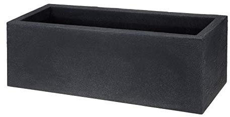 Spetebo Macetero grande de diseño en antracita, 80 x 29 cm, XXL, plástico, macetero, macetero, rectangular, color gris oscuro