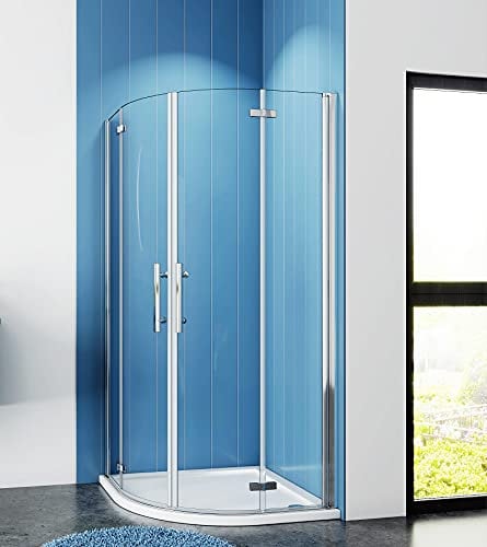 Aica Sanitär Duschkabine 90x90cm Runddusche Duschabtrennung Rundduschkabine Viertelkreis Duschtür Dushce H195cm