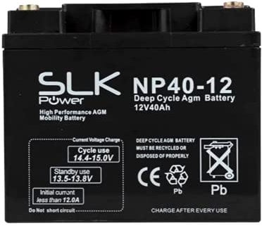 SLK Power Mobility Scooter AGM Battery 1 x 12v 40ah Quality and Performance, Reliable and Long Lasting Replacement Batteries for Electric Scooters and Wheelchairs