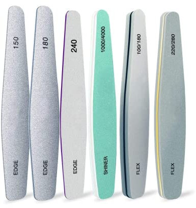 6 pezzi Lima Unghie Con Grit Double Sided, Lime e buffer per Unghie Professionali, Robusto, 1000/4000, 100/180, 220/280,150, 180,240
