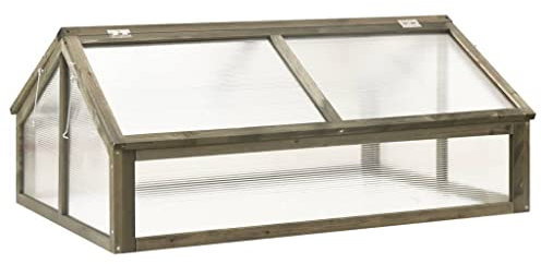 vidaXL Tannenholz Gewächshaus Aufzucht Frühbeet Frühbeetkasten Treibhaus Pflanzenhaus Gartenhaus Pflanzbeet Tomatenhaus Grau 114x80x50cm