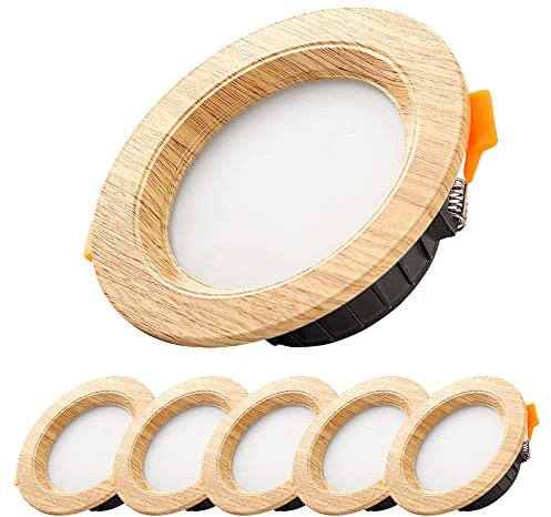SDFDSSR Ensemble de 6 ou 10 Tubes à LED, Panneau Lumineux de Couleur Bois, Spots Plats Ultra Fins, Plafond de Garniture de déflecteur 3 W pour éclairage de Salle de Bain, Installation Simple