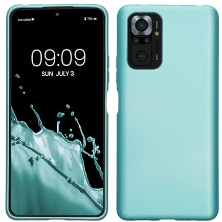 kwmobile Case kompatibel mit Xiaomi Redmi Note 10 Pro Hülle - Schutzhülle aus Silikon metallisch schimmernd - Handyhülle Metallic Mintgrün