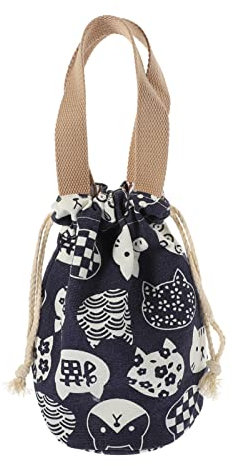 Lunchbox-Tasche im Japanischen Stil: Isolierte Bento-Box mit Kordelzug -Lunch für Kinder Erwachsene Büroarbeit Picknick Wandern Strandblau