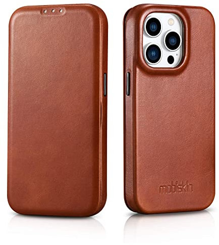 Mobiskin cover compatibile con Apple iPhone 14 PRO MAX (6,7 pollici), custodia con vera pelle, case ultra-sottile, custodia protezione, marrone vintage