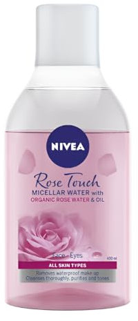 NIVEA Rose Touch Micellar Water 400 ml Effectively Removes Waterproof Makeup, Gently Cleanses, Nourishes, and Hydrates the Skin, Restoring Its Natural Balance and Hydration (Pack of 2)