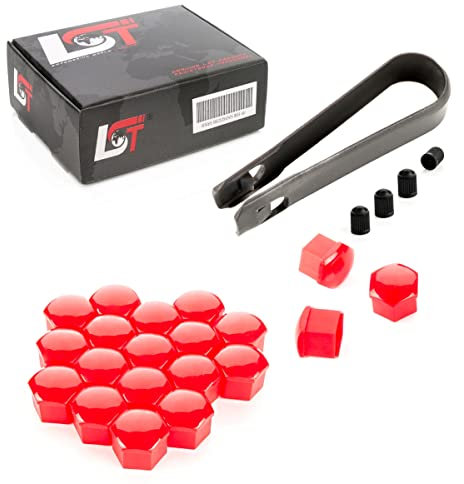 LST 20x Sechskant Radschraubenkappen Abdeckkappen Set 17 mm Rot glänzend
