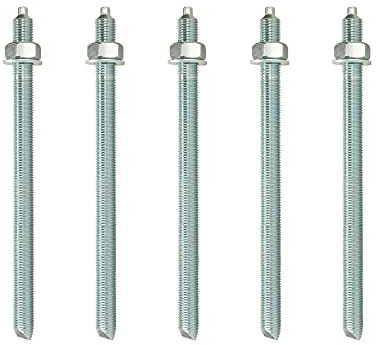 Isolbau Lot de 5 barres d'ancrage M20 x 300 mm - Homologation ETA - Ancrage composite galvanisé avec écrou et rondelle - Ancrage pour charges lourdes
