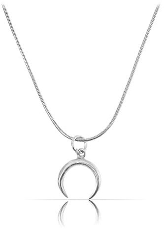 Made by Nami 925 Sterling Silber Halskette • Silber oder Gold • Minimalistische Damen Kette mit Anhänger • Filigrane Halskette für Frauen & Mädchen • Geschenk-Idee inkl. Geschenkbox (Mond Silber)