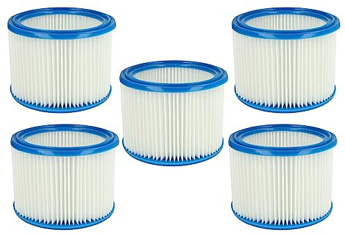vhbw 5x Faltenfilter kompatibel mit Bosch GAS 19, GAS 18, GAS 17, GAS 16, GAS 15 Staubsauger - Filter, Patronenfilter, weiß blau